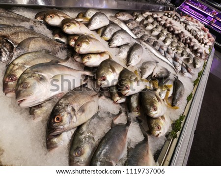 fresh frozen fish sell in the supermarket 
