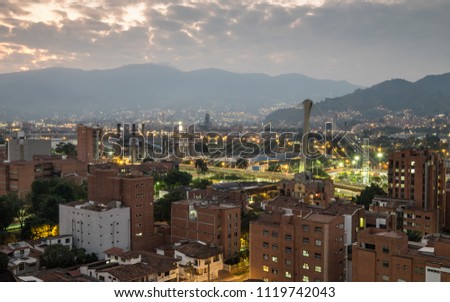 Cityscape of Envigado, Antioquia, Colombia at night Royalty-Free Stock Photo #1119742043