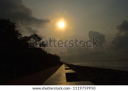 sunrise at Digha seabeach. sun and the clouds.
