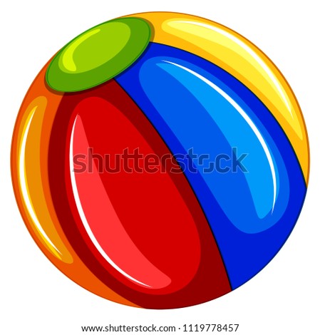 A Colourful Beach Ball on White Background illustration