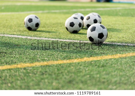 Training Ball in green soccer field
