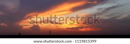 Dramatic atmosphere panorama view of beautiful  tropical twilight sky and clouds in summer rural landscape.