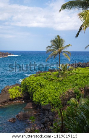 Black Sand Beach at Waianapanapa State Park on Maui, Hawaii