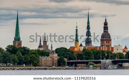 View on historical center of old Riga - the capital of Latvia and the largest city of Baltic region widely known by its unique medieval and Gothic architecture