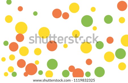 Many Stylish, Modern Classy and Good Looking Green, Yellow and Red Bubbles of Different Size on White Background