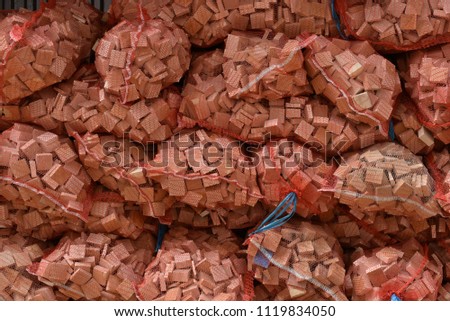 firewood in net bags
