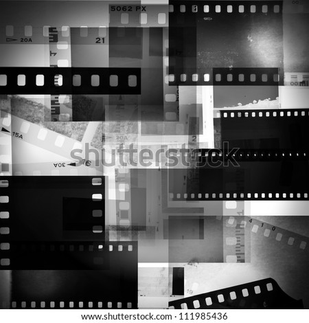 Film negatives overlapping, black and white