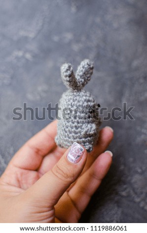 Tiny grey knitted bunny 