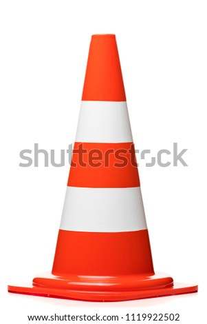 Danger warning, traffic cone isolated on white background Royalty-Free Stock Photo #1119922502