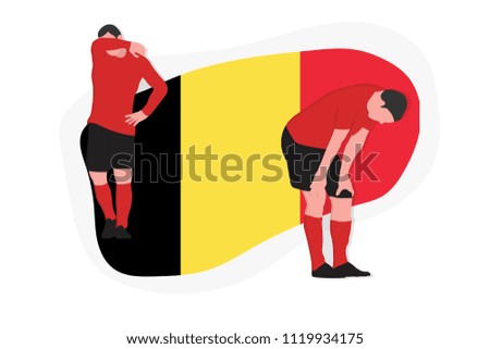 Belgium football team player defeat sadness 2018 soccer world championship vector illustration