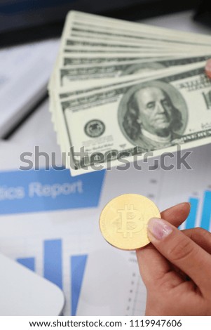 businessmen change currency make successful deal hold money in arms wealth concept