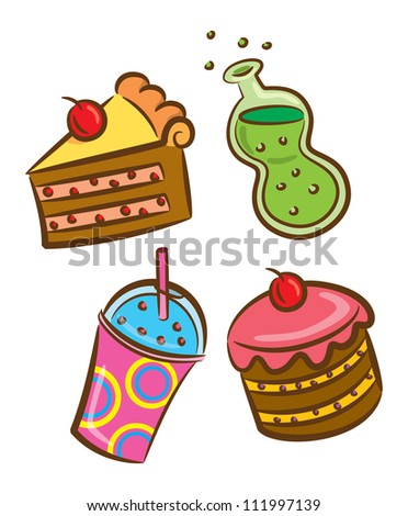 food and beverages icon in doodle style