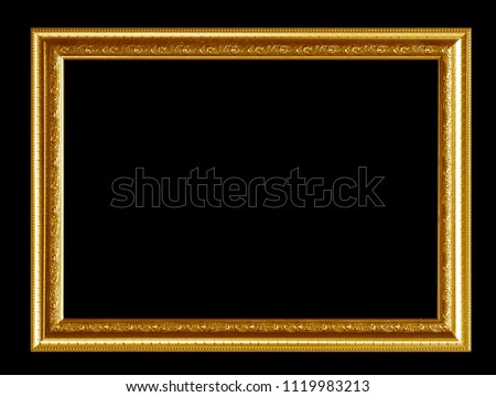 Gold picture frame Isolated on black background