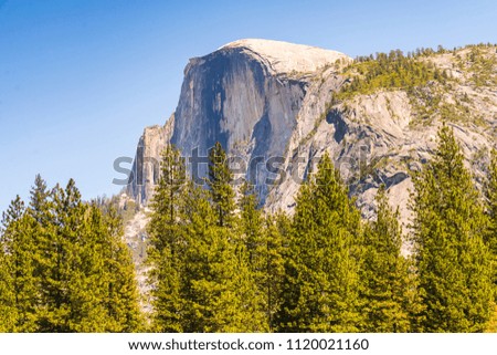 half dome at on sunny day,Yosemite National park California,usa.
