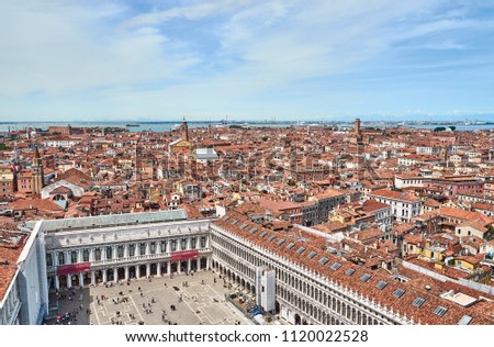 St Mark's square in Venice seen from above / Panoramic picture of Venice in Italy