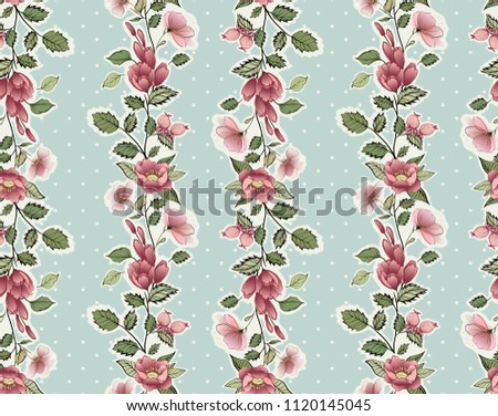 Trendy Floral pattern in the many kind of flowers. Seamless vector texture. Printing with in hand drawn style on dark background