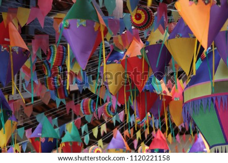 Festa Junina, traditional colourful festival party decorations