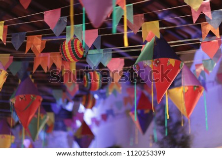 Festa Junina. Festivities and colorful decorations for traditional junina south american party