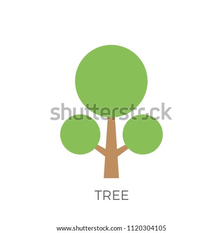 Tree in a Flat Design. Isolated on White Background. Vector Icon.