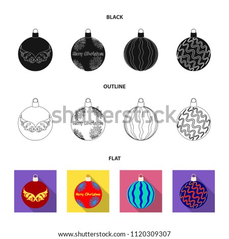 New Year Toys black,flat,outline icons in set collection for design.Christmas balls for a treevector symbol stock web illustration.