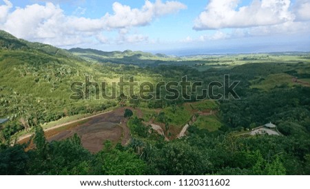 A far away view of Chamarel and its surrounding landscape in Mauritius