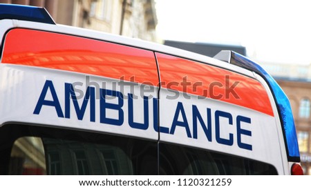 backside and detail of an ambulance car