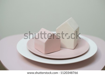 Minimalistic ceramic signs of house