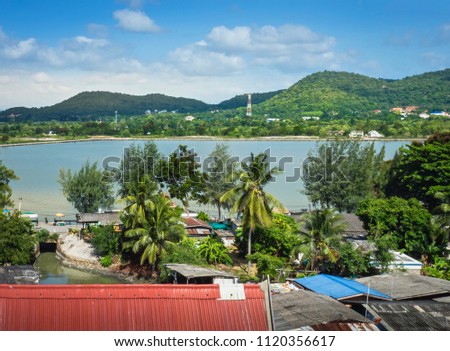 Aerial Landscape Khao Tao Reservoir , Hua Hin District , Thailand
