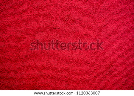 Full frame of red floor short hair carpet, solid burgundy velvet writing wallpaper, fine red and black pattern texture background. Royalty-Free Stock Photo #1120363007