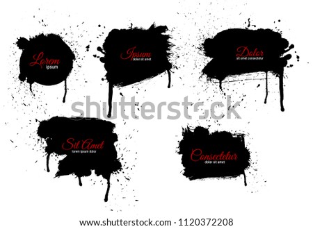 Vector ink splashes or black ink stroke silhouette collection. EPS10