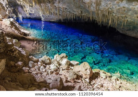 Beautiful cave of the City of Bonito in Matogrosso do Sul, Brazil. Royalty-Free Stock Photo #1120396454
