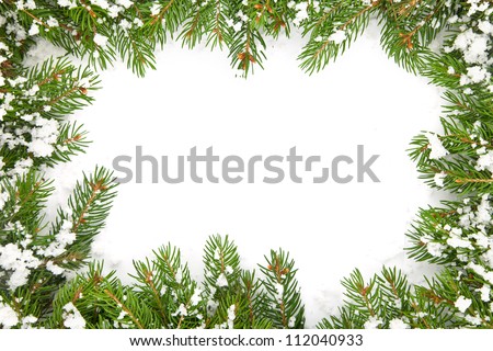 Christmas framework with snow isolated on white background