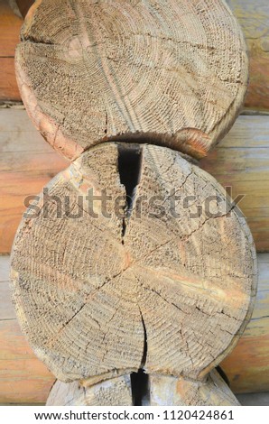 fragment of a log house wall rustic cottage background