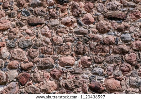 Natural Old Stone Wall Different Rocks Beige Colors