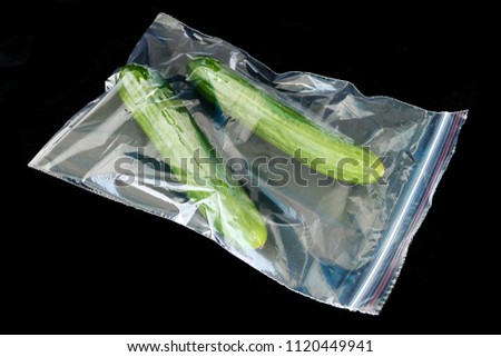 refrigerator bag and cucumber inside