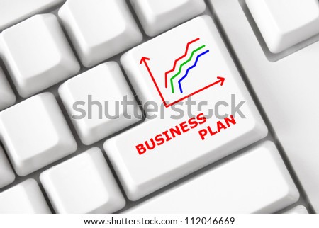Modern keyboard with business plan image