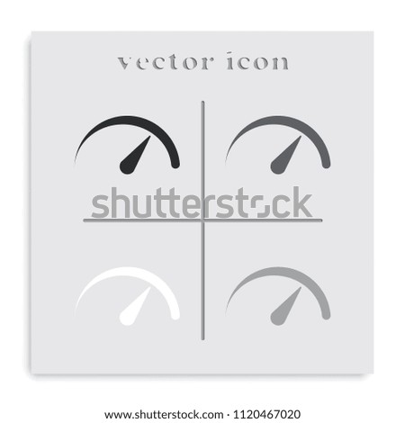 Speedometer flat black and white vector icon.