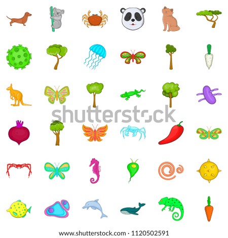 Bio supervision icons set. Cartoon set of 36 bio supervision icons for web isolated on white background