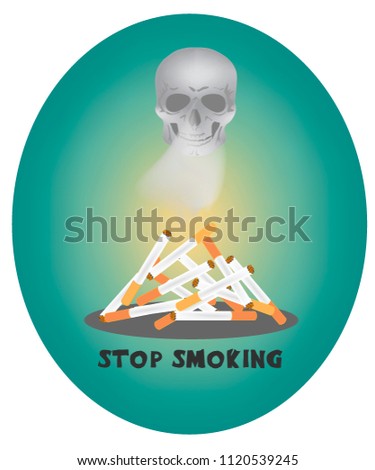 a mountain of smoking cigarettes with a skull in the smoke
