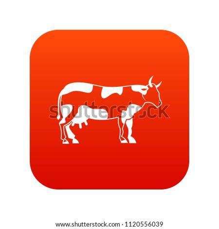 Cow icon digital red for any design isolated on white illustration