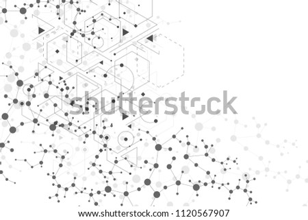 Structure molecule and communication. Dna, atom, neurons. Abstract polygonal structure with connecting dots and lines. Medical, technology, chemistry, science background. Vector illustration