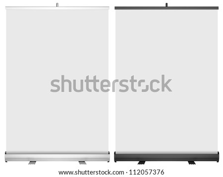 Roll up banner stand. Silver and black color.