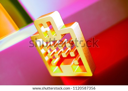 Gold Hospital Icon on the Candy and Yellow Background. 3D Illustration of Gold Hospital, Buildings, Health Care, Medical Assistance Icon Set With Geometric Boxes on the Candy Background.