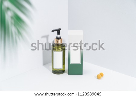 Green bottles and petals