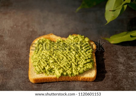 Mashed avocado with salt and pepper on the toast 