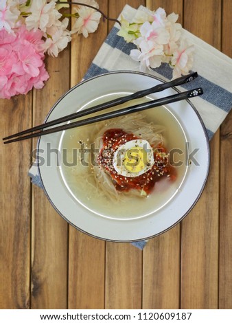 Korean food Cold Buckwheat Noodles, Mul-naengmyeon

