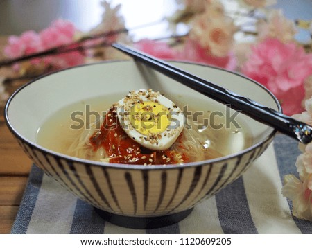 Korean food Cold Buckwheat Noodles, Mul-naengmyeon
