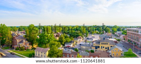 panorama of old town area and aerial suburban view with sunny blue sky in summer West Chester ,Pennsylvania  USA Royalty-Free Stock Photo #1120641881