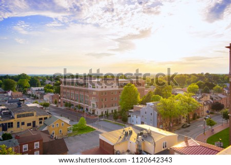 panorama of suburban area and aerial view with sunset blue sky in summer West Chester , Pennsylvania USA Royalty-Free Stock Photo #1120642343