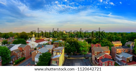 panorama of suburban area and aerial view with sunny blue sky in Summer West Chester , USA Royalty-Free Stock Photo #1120642721